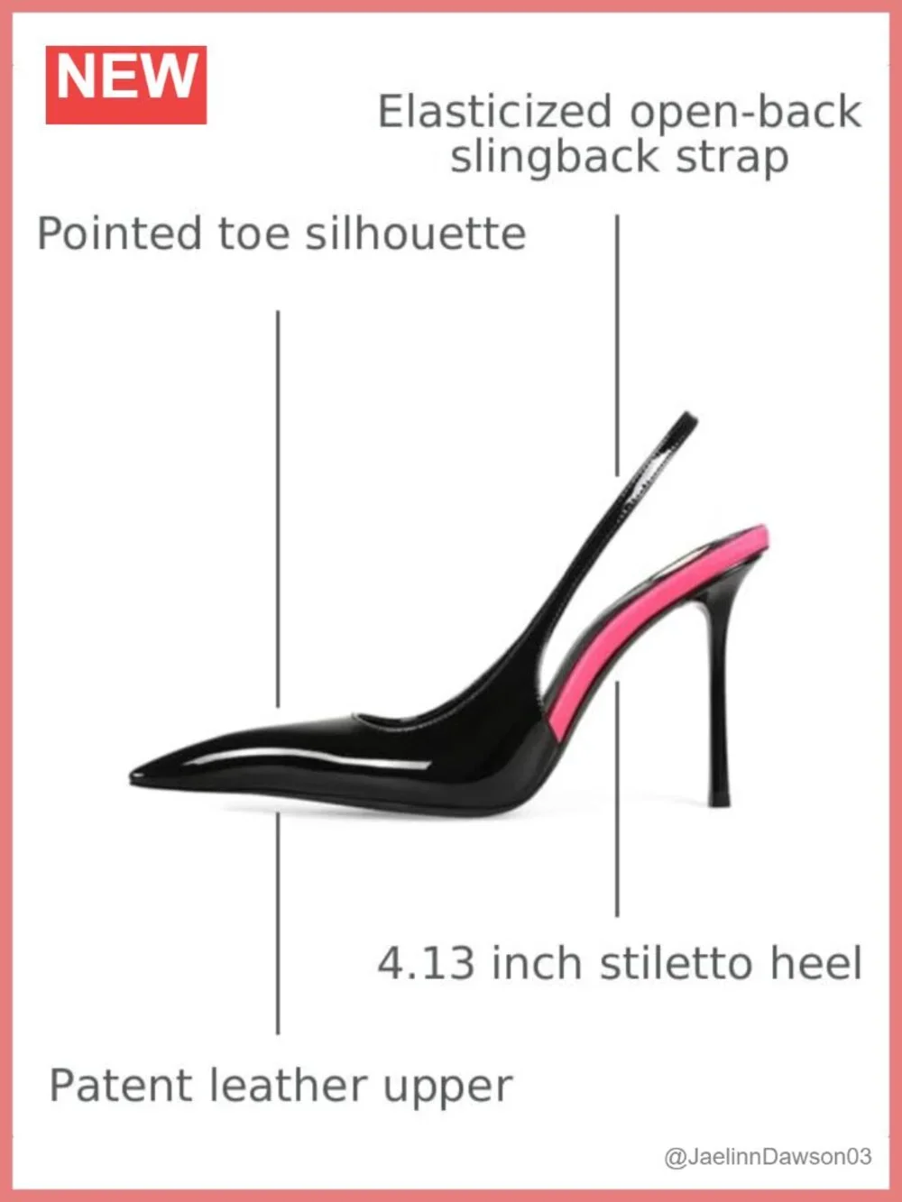 Faux Leather Slingback Heels Pointed Toe Stiletto Pumps Women Elastic Backless